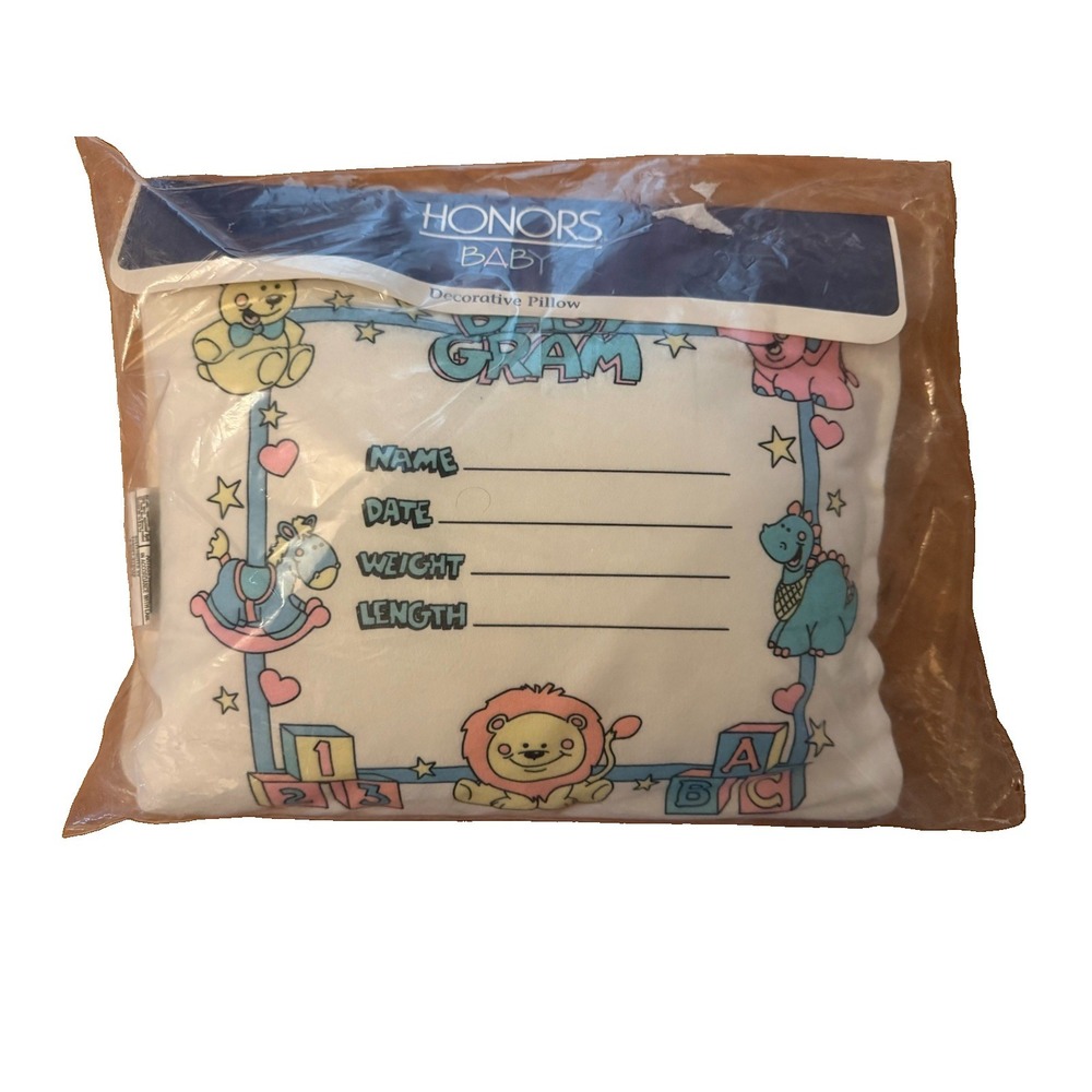 Vintage Honors Baby Baby Gram Birth Announcement Pillow NOS Made USA